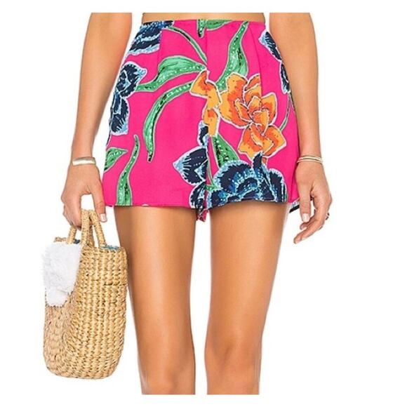 Show Me Your MuMu Sawyer Floratopia Shorts Floral Chiffon In Pink Size XS - Picture 1 of 12